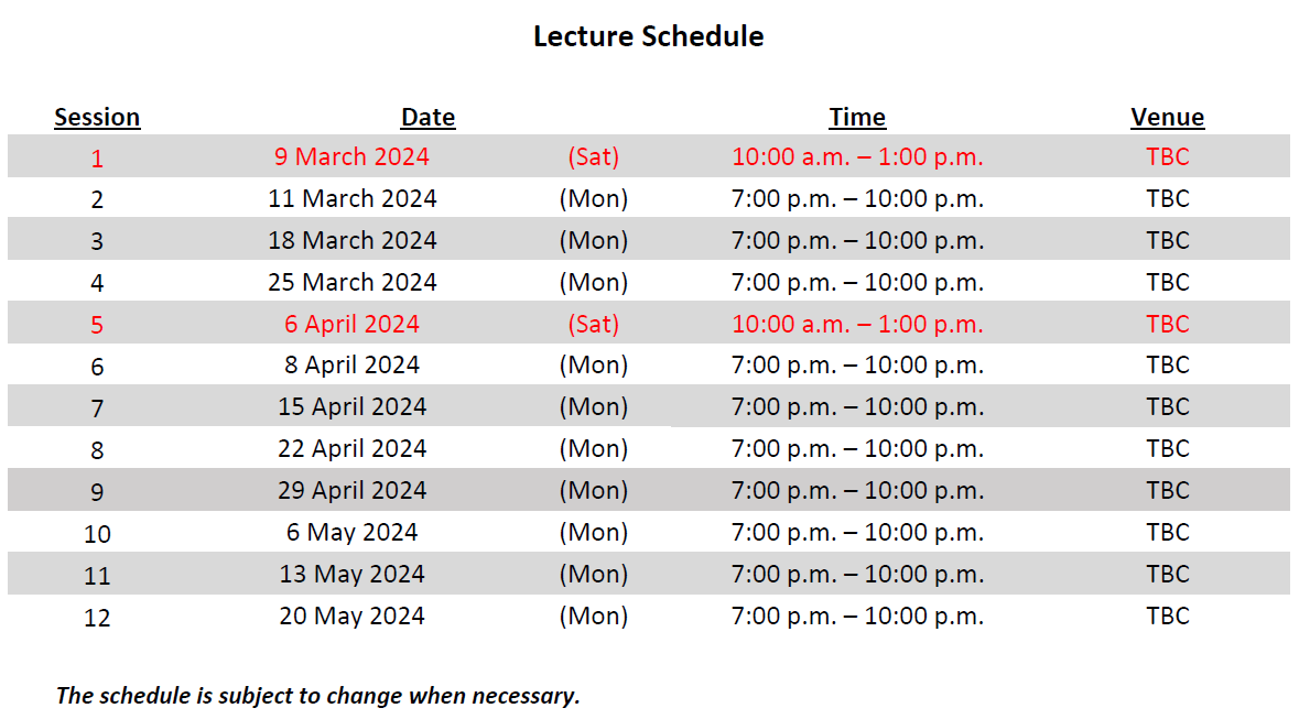 Lecture Schedule